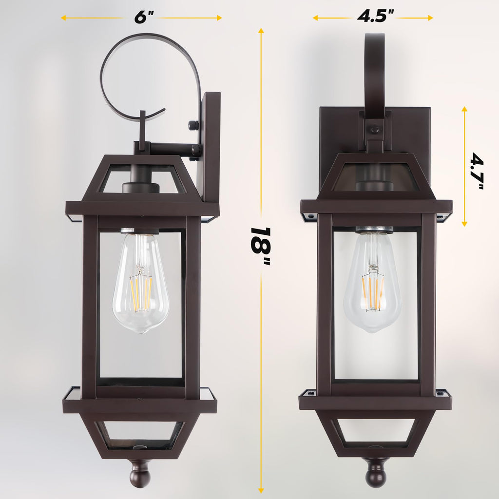Large Industrial Porch Light 18" Bronze Large Outdoor Lantern