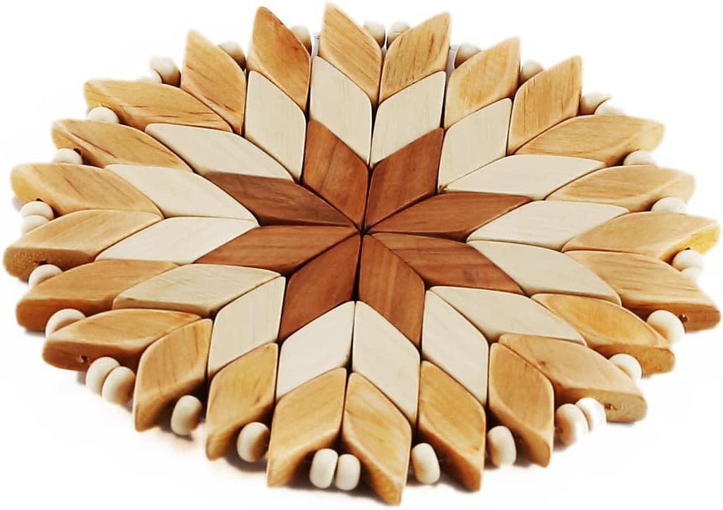 Small Handmade Wooden Trivets for Hot Dishes - Two 6" and one 7"- Coasters and Hot Pads - Great Kitchen Gift - Set of 3