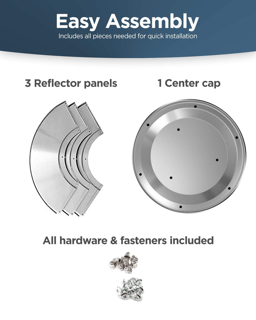 Heat Reflector Shield for Outdoor Propane Patio Heaters, Weatherproof Aluminum Top Dome-cap (All hardware included
