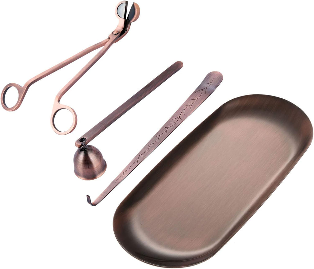 4-in-1 Stainless Steel Candle Care Kit for Candle Lovers, Red Bronze - Set of 4
