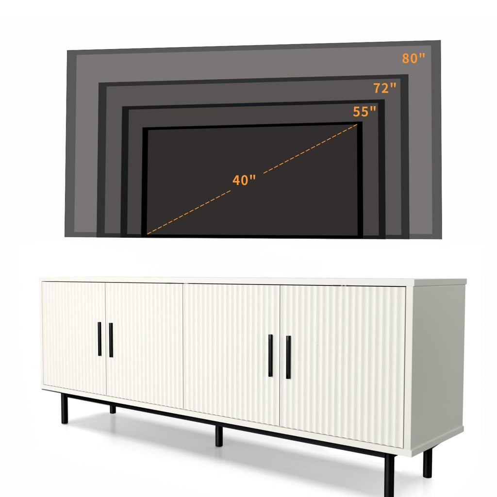 70" Fluted TV Stand for TVs up to 80 Inches, Entertainment Center with Storage, Adjustable Shelf, Modern TV Console
