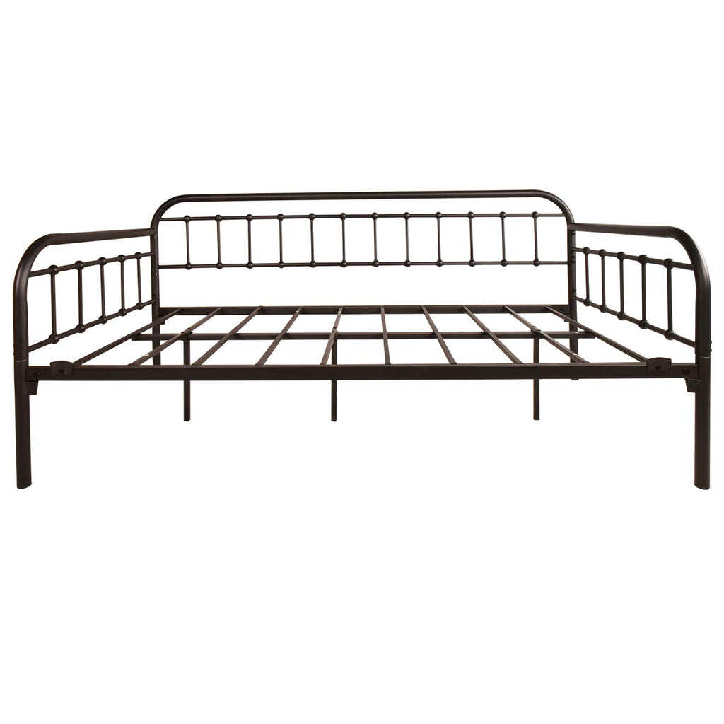 Metal Daybed Frame Twin Day Bed, Black Sanded Color