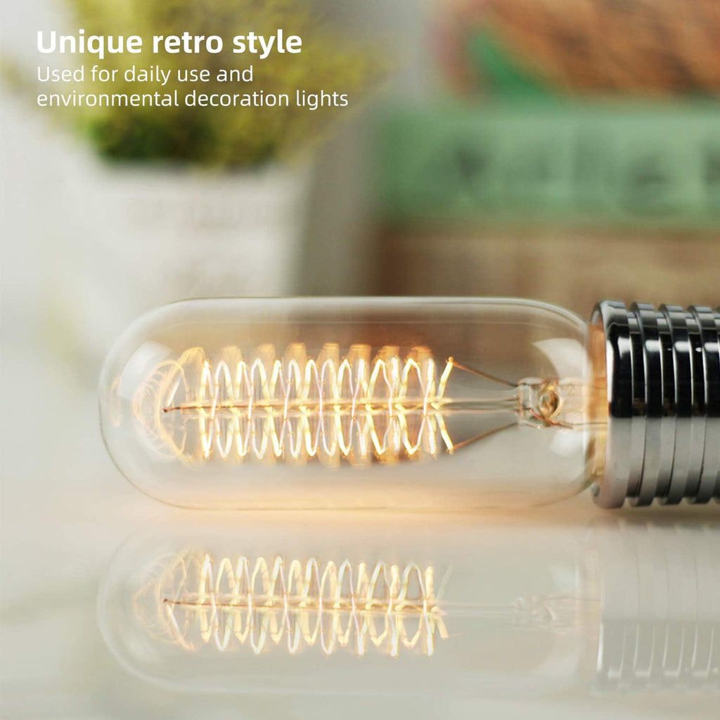T45 Incandescent Light Bulbs,40W Edison Bulbs,E26,Amber Glass,Warm
