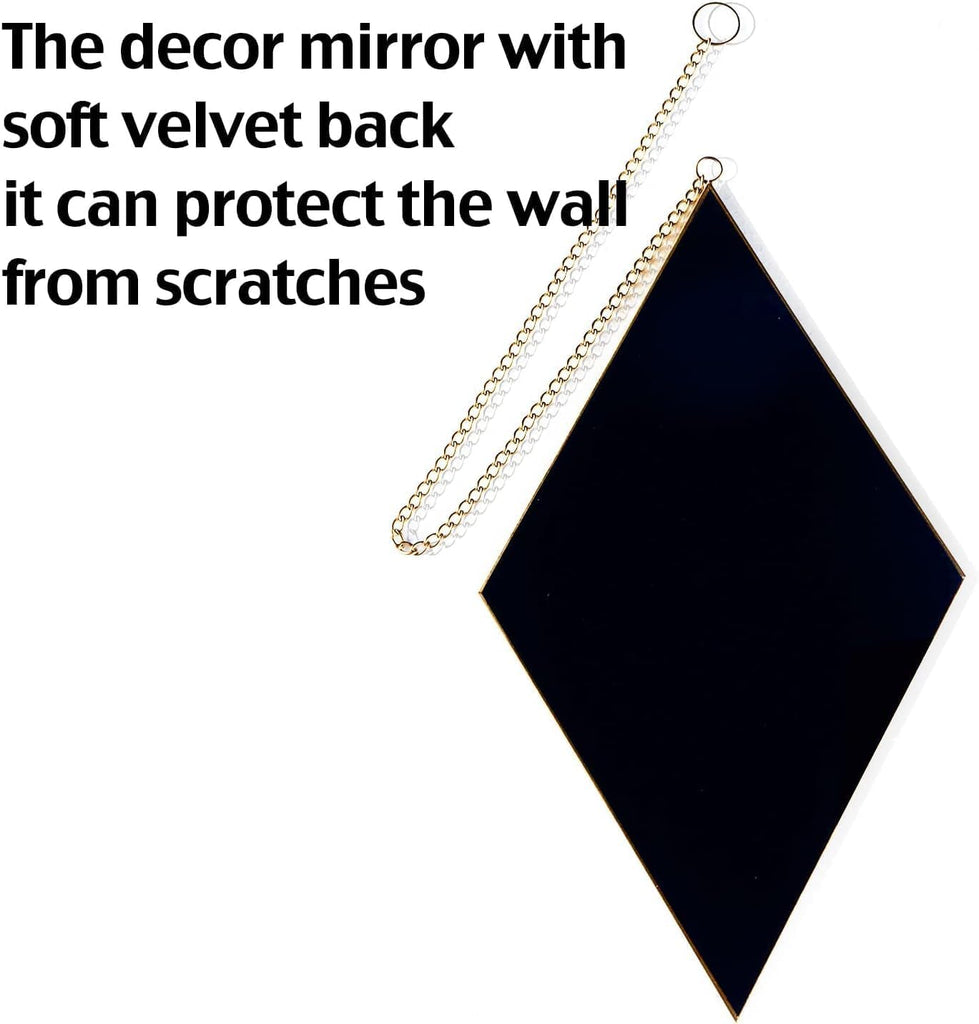 Diamond Wall Mirror Set of 6 Pcs, Silver Wall Decor Mirrors Small Glass Decor Wall Mirrors Decoration