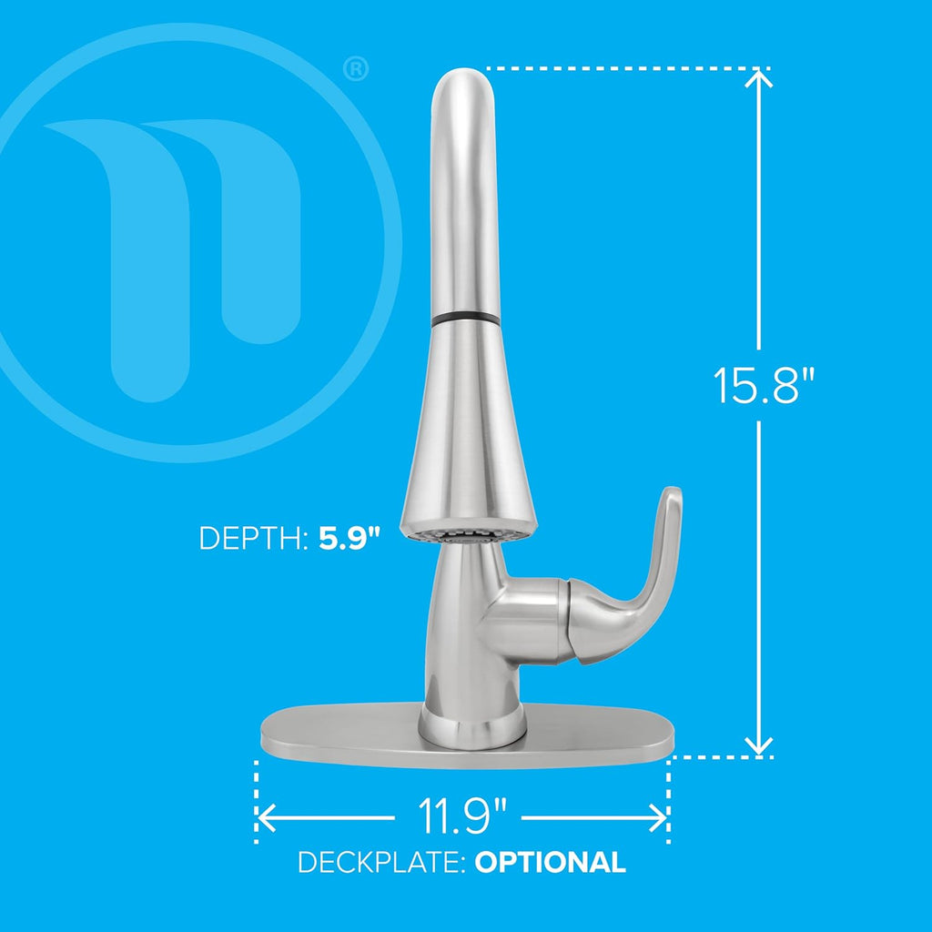 Earth Luxe Pull-Down Spout Kitchen Faucet | Single Handle High-Arc Kitchen Sink Faucet with Turbo Spray | 1.5 GPM