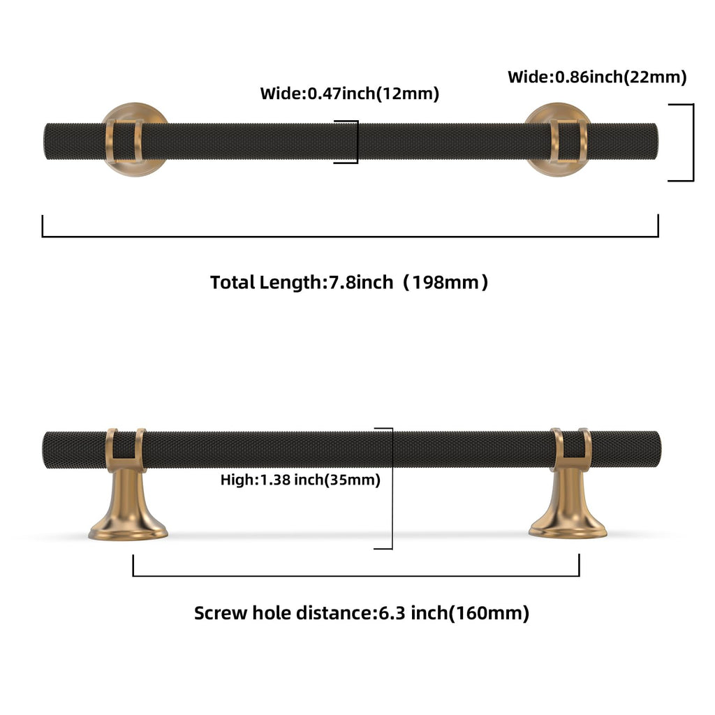 20 Pack 6.3 Inch Black and Champagne Bronze Cabinet Handles