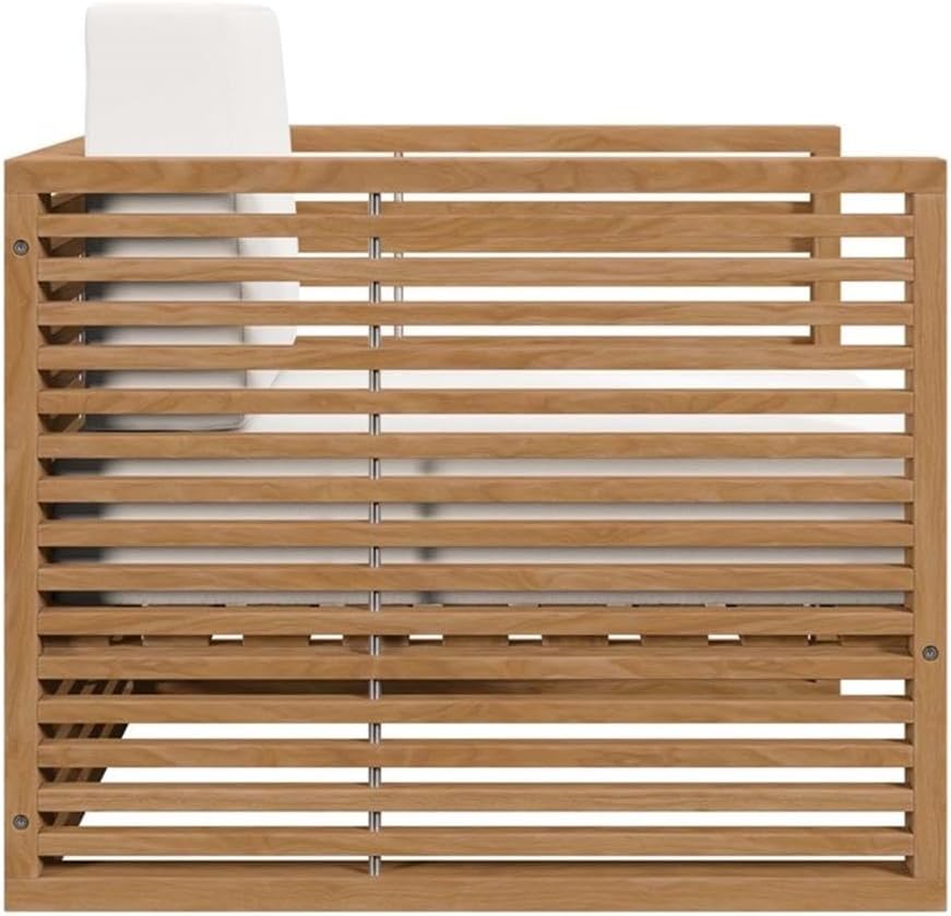 Carlsbad Teak Wood Outdoor Patio Armchair, Natural White