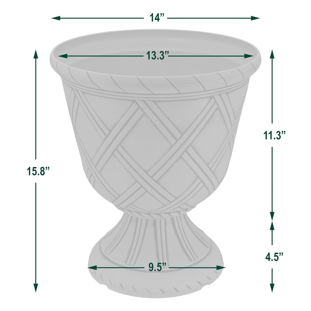 Lattice Plastic Garden Urn, Classic Decorative Garden Pot Planter for Indoor and Outdoor Plants, Gold