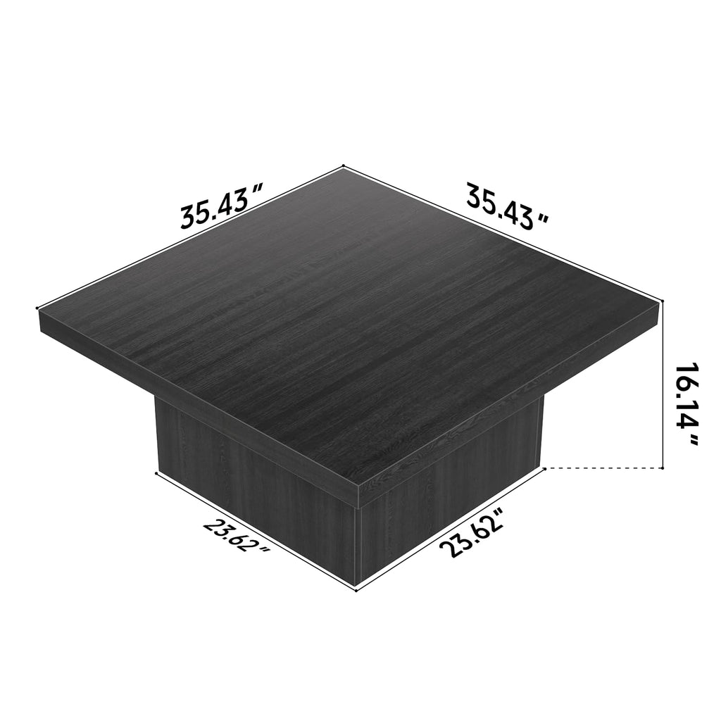 Square Coffee Table, Wooden Living Room Table, Center Table with a Large Tabletop, 35.4" x 35.4", for Small Spaces
