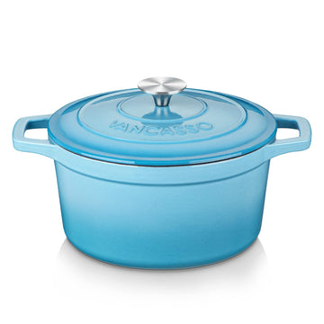 6 Qt Round Enameled Cast Iron Dutch Oven with Lid & Handles, Blue