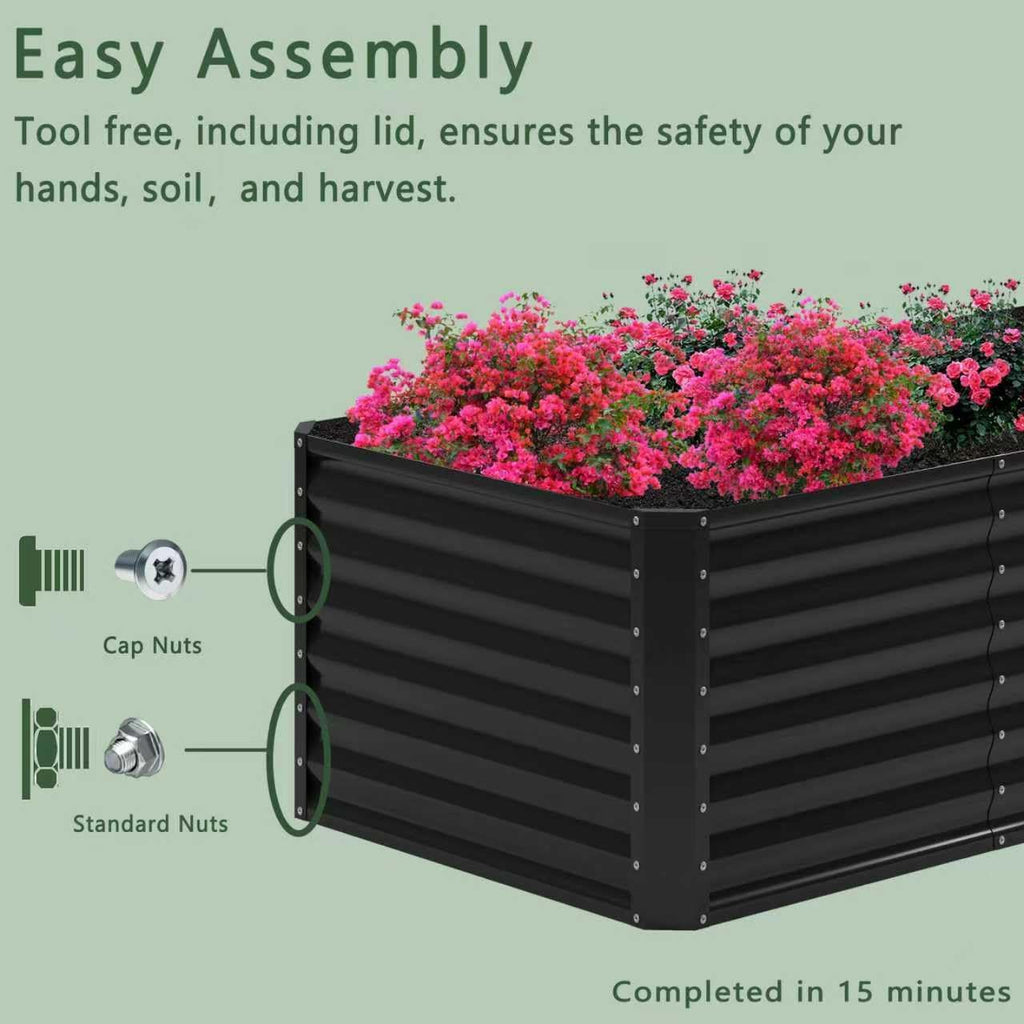 8x4x2FT Galvanized Raised Garden Bed,Planter Raised Beds-Metal Garden Box,Large Plant for Outdoor Planting