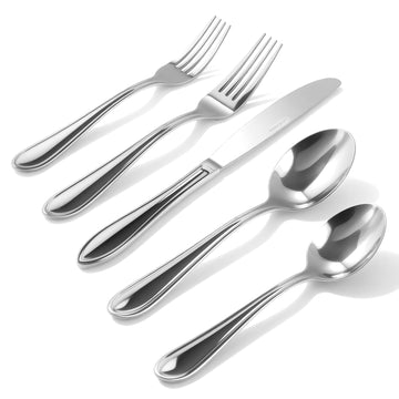 Silverware Set for 8, 18/0 Premium Stainless Steel Flatware Set, Heavy Duty and Modern Design Cutlery Set, Mirror