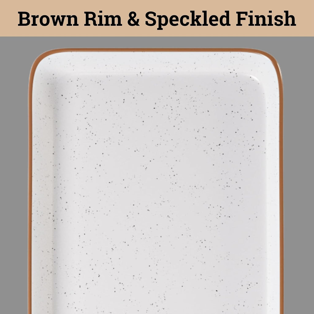 Ceramic Serving Platter Set of 3, Rectangular Plates, 16, 14, 12 inches | Thick Durable Ceramic, Stackable