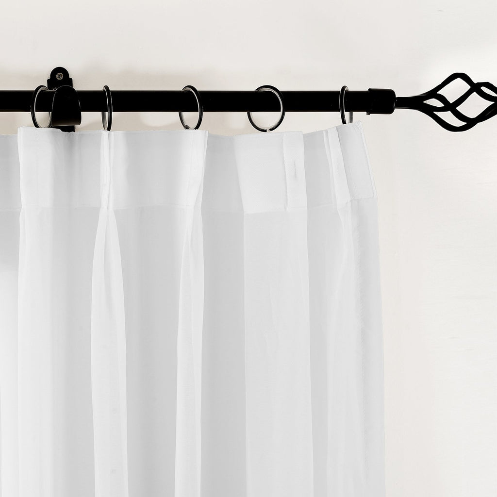 Indoor Outdoor Solid Sheer Curtain Pinch Pleated White 120" W X 84" L Wide Opulent Voile Drapes (1 Panel)