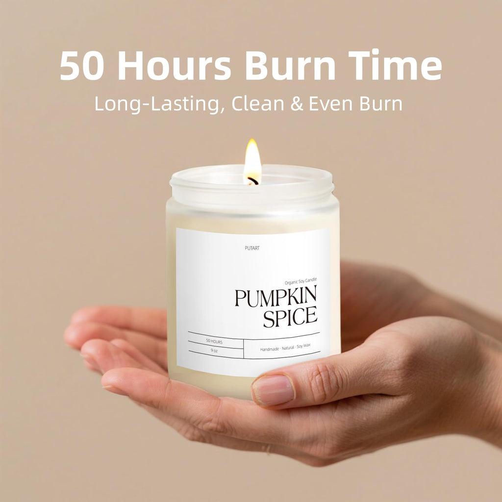 Pumpkin Spice Fall Candle Scented, 9oz Non Toxic Soy Candle