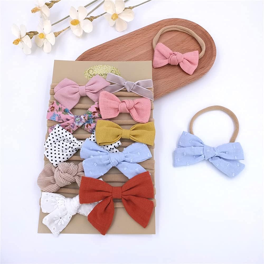 Baby Headband with Bows for Newborn Toddler,Hair Bow Elastic Nylon Headbands Hairbands for Baby Girls Infant Hair