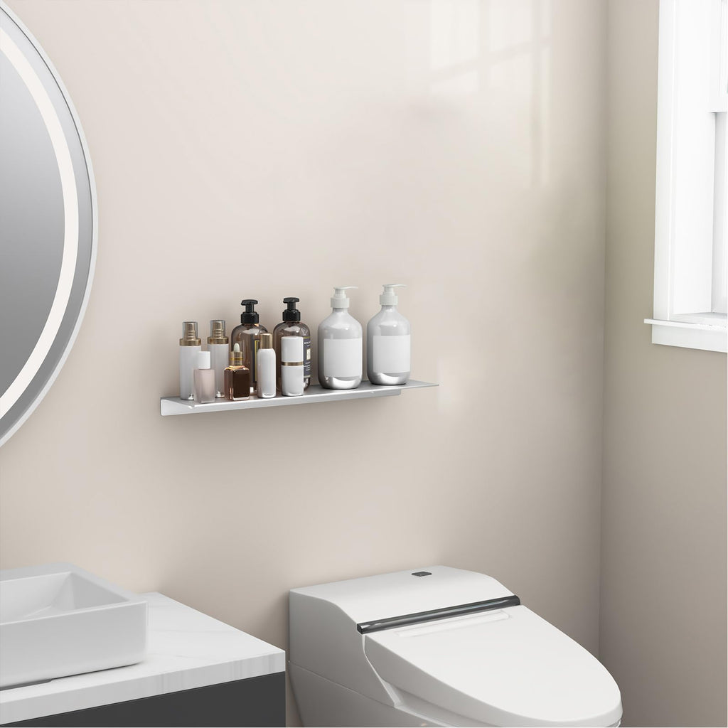 20 inch Floating Shelf for Wall Organizer & Storage, Display Shelf, Metal Wall Shelf (Silver)