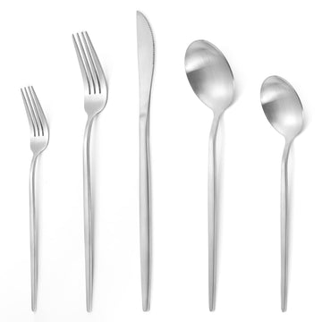 60 Piece Silverware Set Service for 12, Matte Silverware Set Include Spoons/Forks/Knives, Premium Stainless Steel