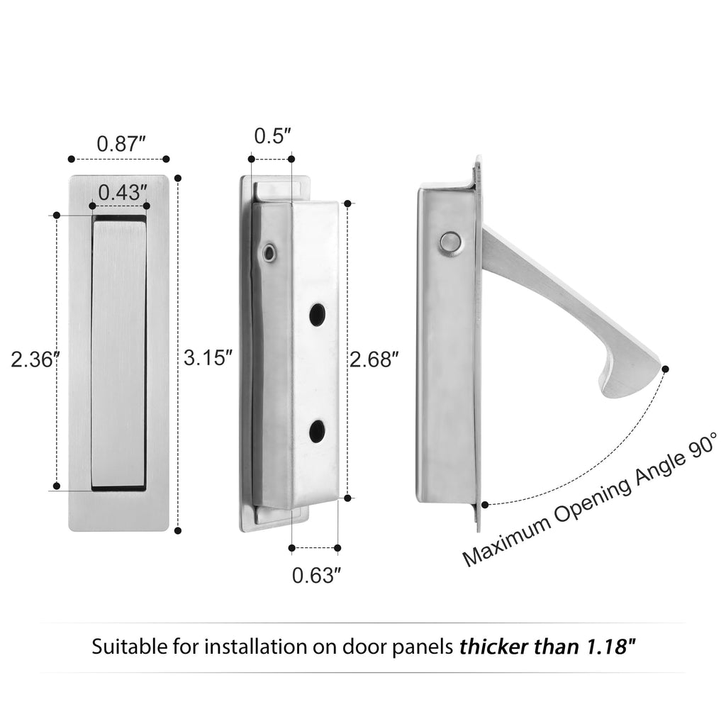 6 Inch Pocket Door Handles and Edge Pull Set, Pocket Door Hardware