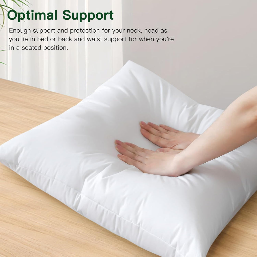 Down and Feather Throw Pillow Inserts, 22 x 22 Soft Fluffy Square Pillow Inserts with 100% Cotton Cover - Set of 2