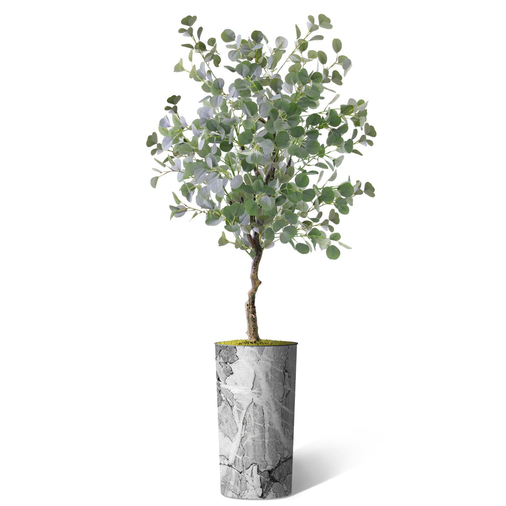 Artificial Tree in Modern Planter, Fake Eucalyptus Silk Tree for Indoor and Outdoor Home Decoration - 66" Overall