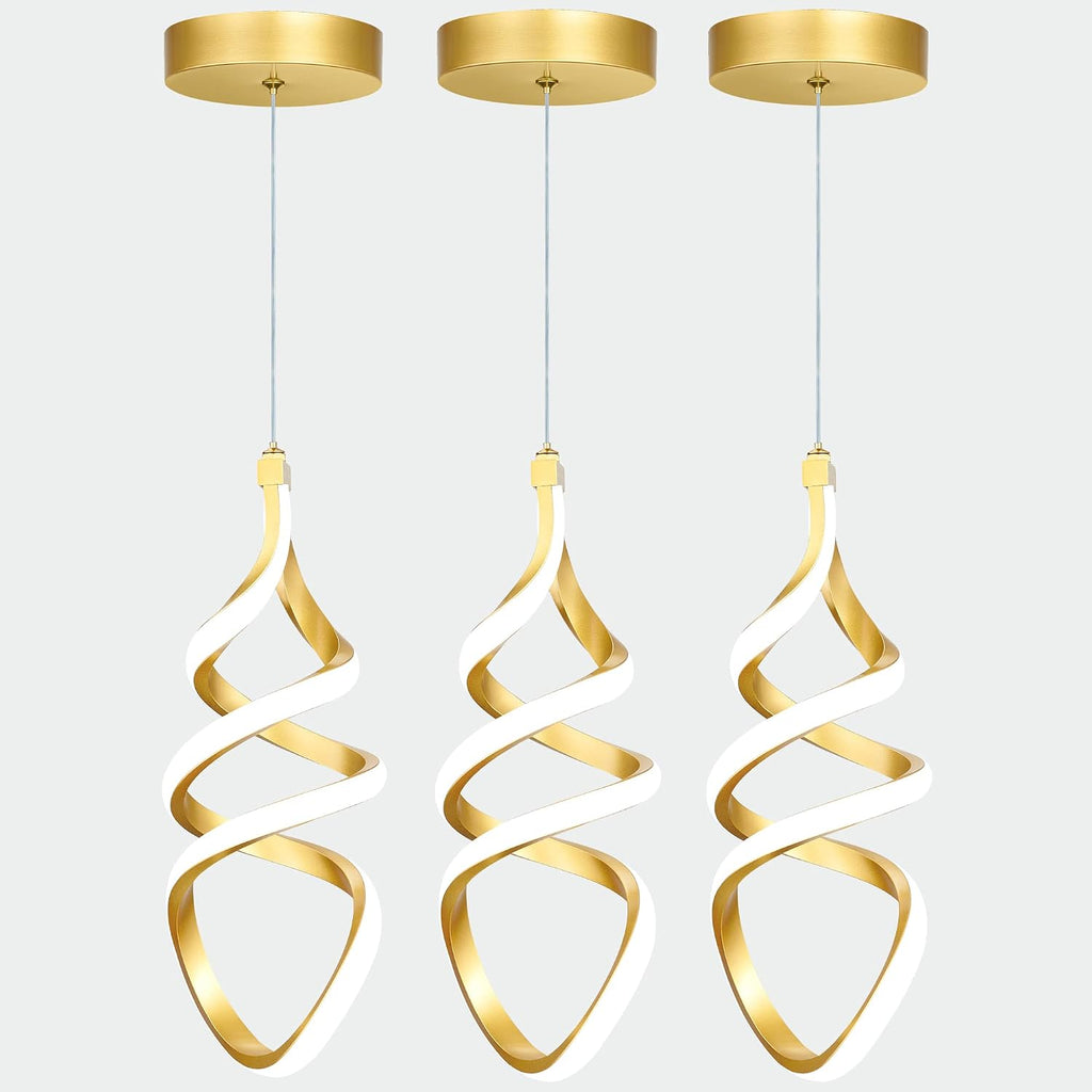 Pendant Lights,3 Pack Brushed Gold Pendant Lighting for Kitchen Island,LED Pendant Lights 3 Color Temperature,Modern