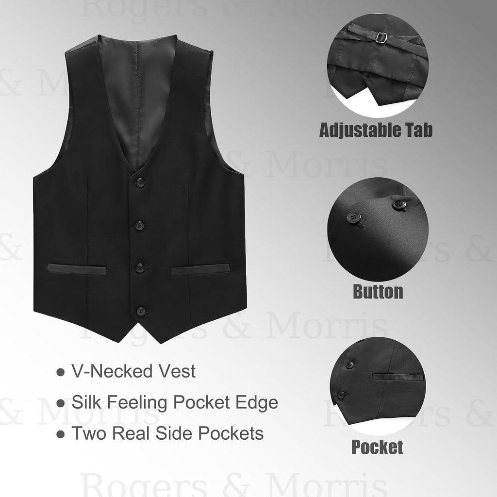 Boys 3 Piece Tuxedo Suit Set Kids Slim Fit Ring Bearer Formal Outfit