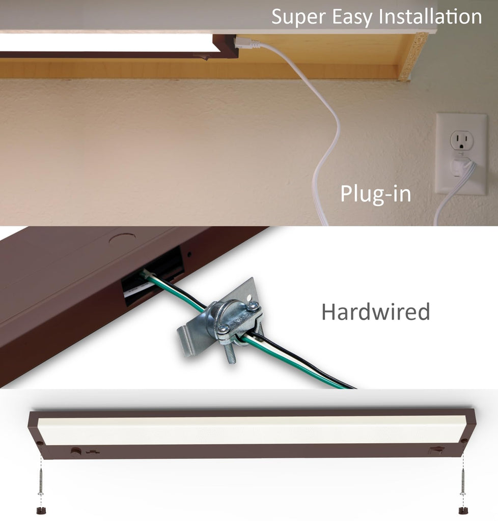Under Cabinet Lights Plug in or Hardwired Built-in Dimmer, 16 Inch 8W, 5CCT 2700K-5000K, Linkable Undercounter