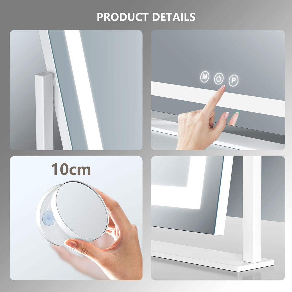Lighted Makeup Mirror, 17.3"x13" Hollywood Vanity Mirror with Lights,Three Color Lighting Modes, and 5X Magnification