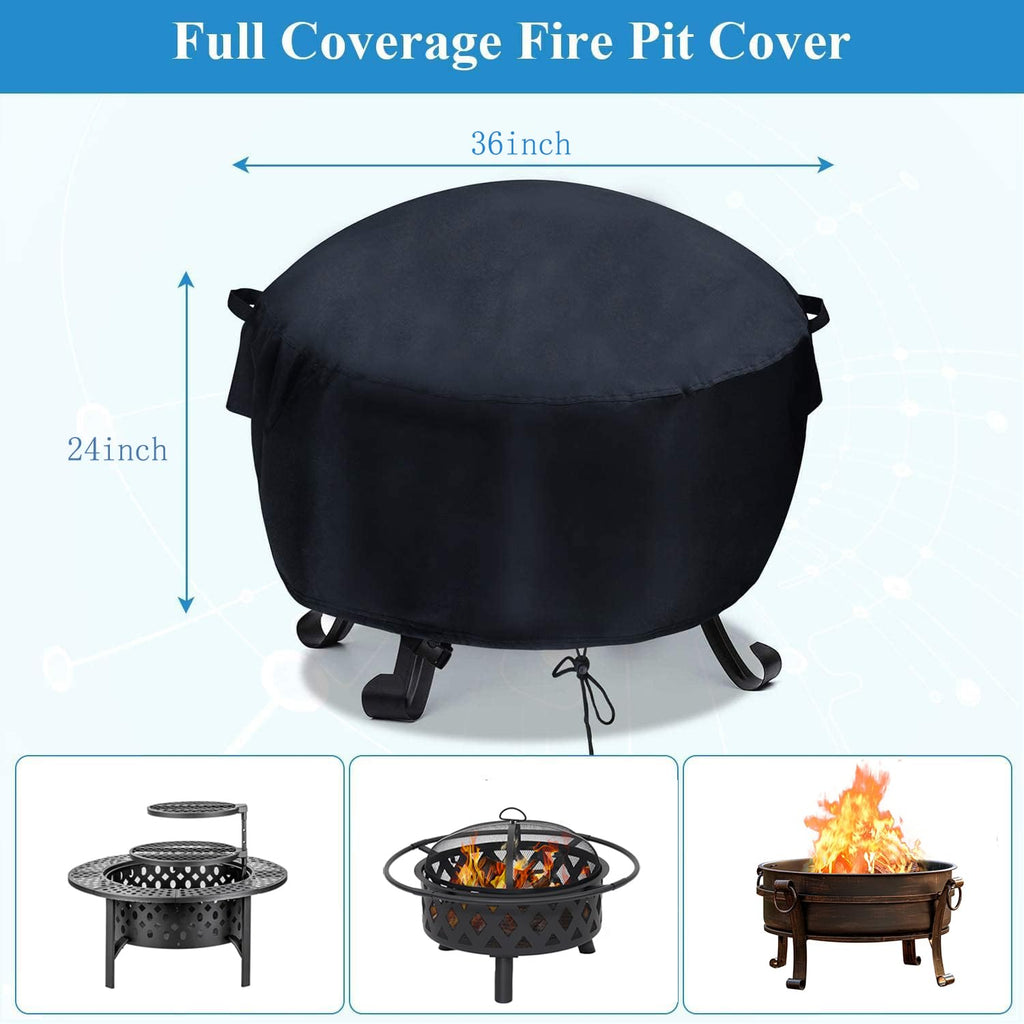 34-36 inch Fire Pit Cover Round for Outdoor Fire Bowl-36"D x 24"H