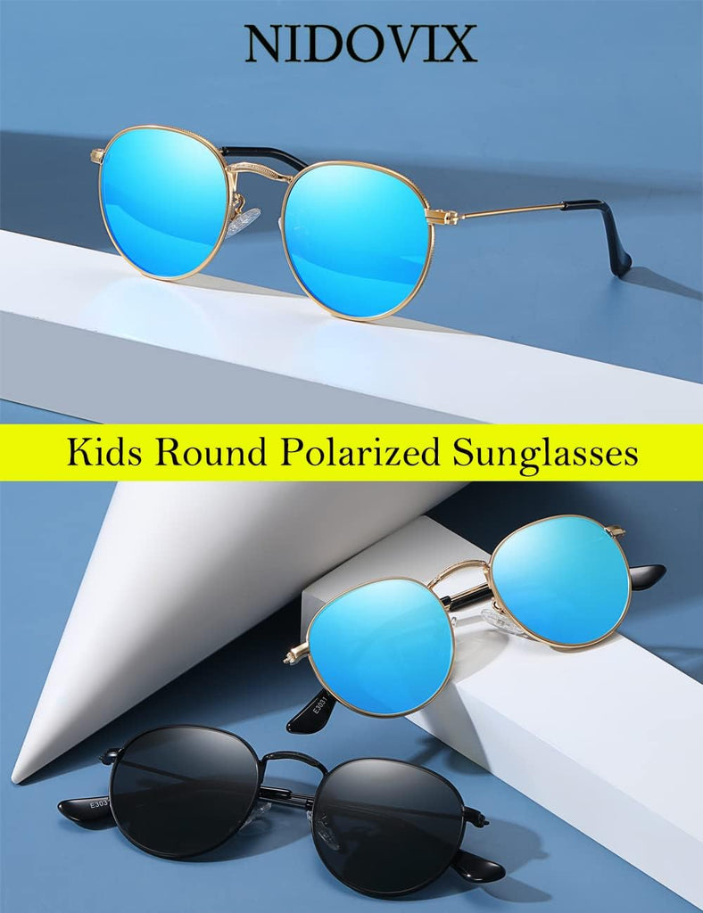 Kids Polarized Sunglasses Classic Metal Frame for Baby Boys Girls