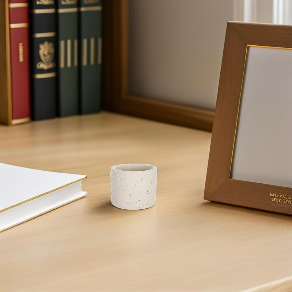 Empty Concrete Match Organizer - Minimalist Cement Matchstick Storage Box for Fireplace Table - Rustic Match Holder