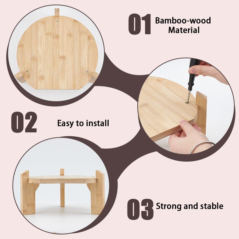 Bamboo Wood Drink Dispenser with Stand, Fit Max 13Inch Diameter - Set of 3