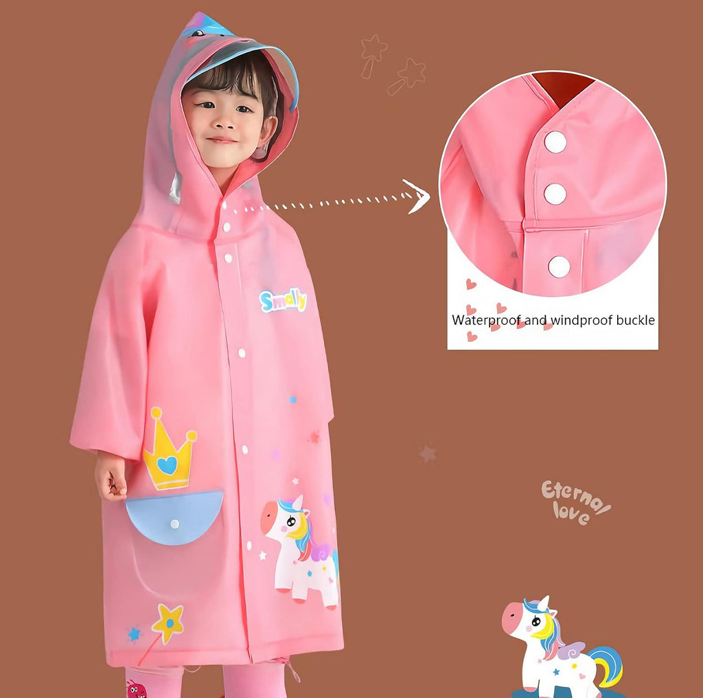 Raincoat Boys Girls Rain Jacket Hooded Dinosaur Poncho Waterproof Coat Outdoor Sports