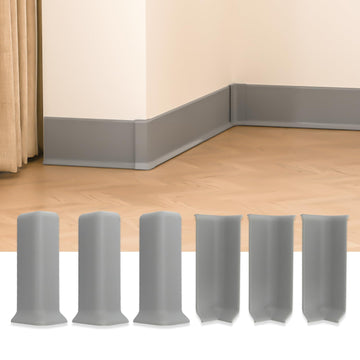 Self Adhesive 6 Inch Baseboard Corner Blocks, Gray, 6-Piece Set