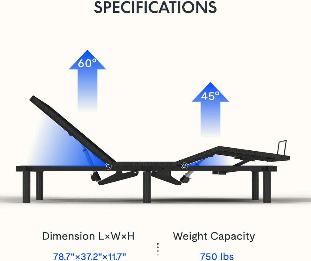 Adjustable Bed Base, Massage, Zero Gravity & Memory Position