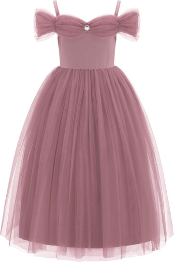 Flower Girl Dress Off Shoulder Long Tulle Party Princess Dresses