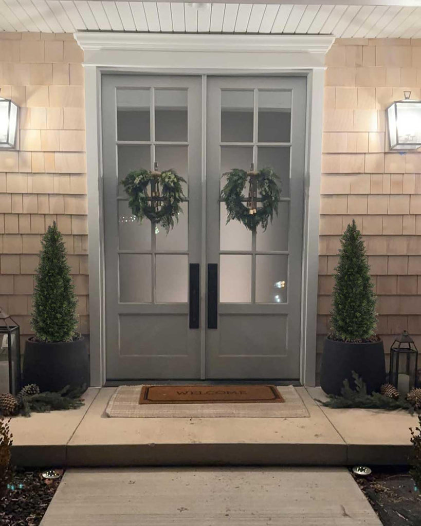 4ft Artificial Cedar Topiary Trees for Outdoor Front Porch Door, 4 Feet Faux Potted Plants Evergreen Fake Pine