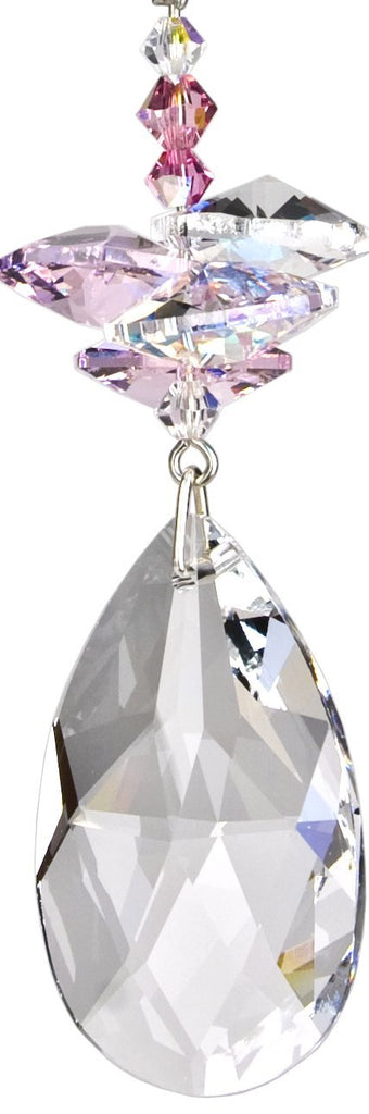 Chimes Sun Catcher Crystal Fantasy, 4.5" Angel Crystal Suncatcher Pink Hanging Window Prism for Indoor Kitchen Office
