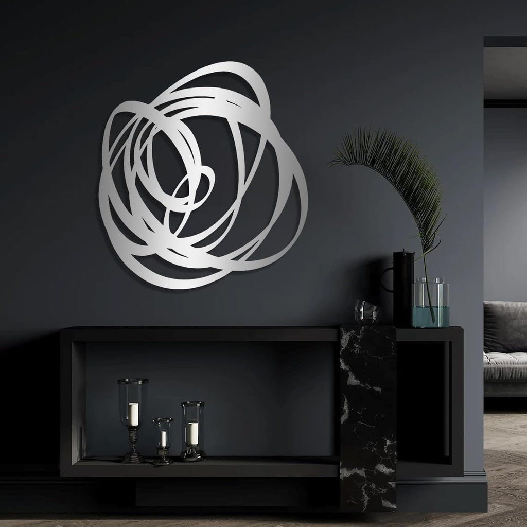 Abstract Metal Wall Art, Modern Art Decor, Unique Metal Wall Decor (Black, 19"x17" | 47x43.5 cm)