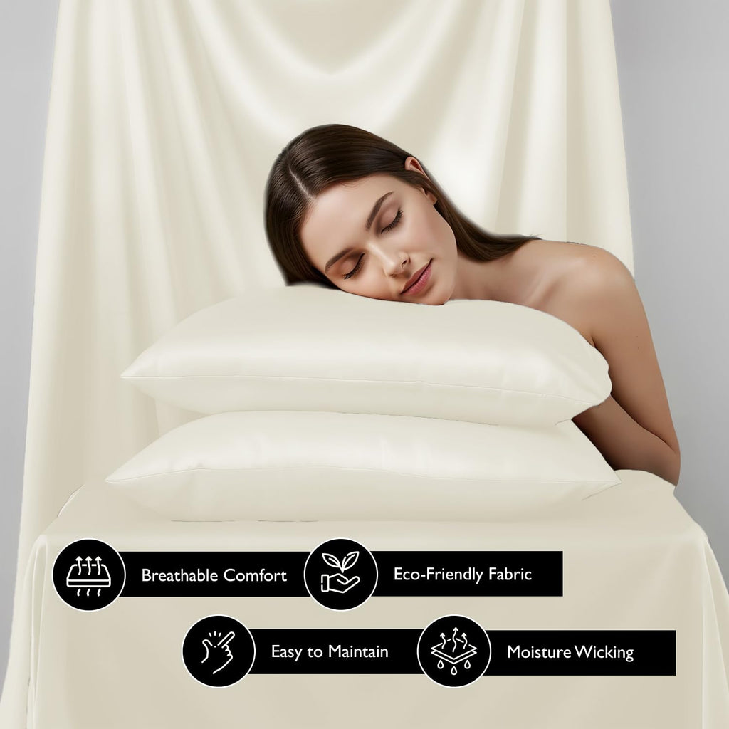 100% Viscose Derived from Bamboo Queen Sheets Set - Silky Soft Bedding, Cooling & Breathable Bedsheet for Hot