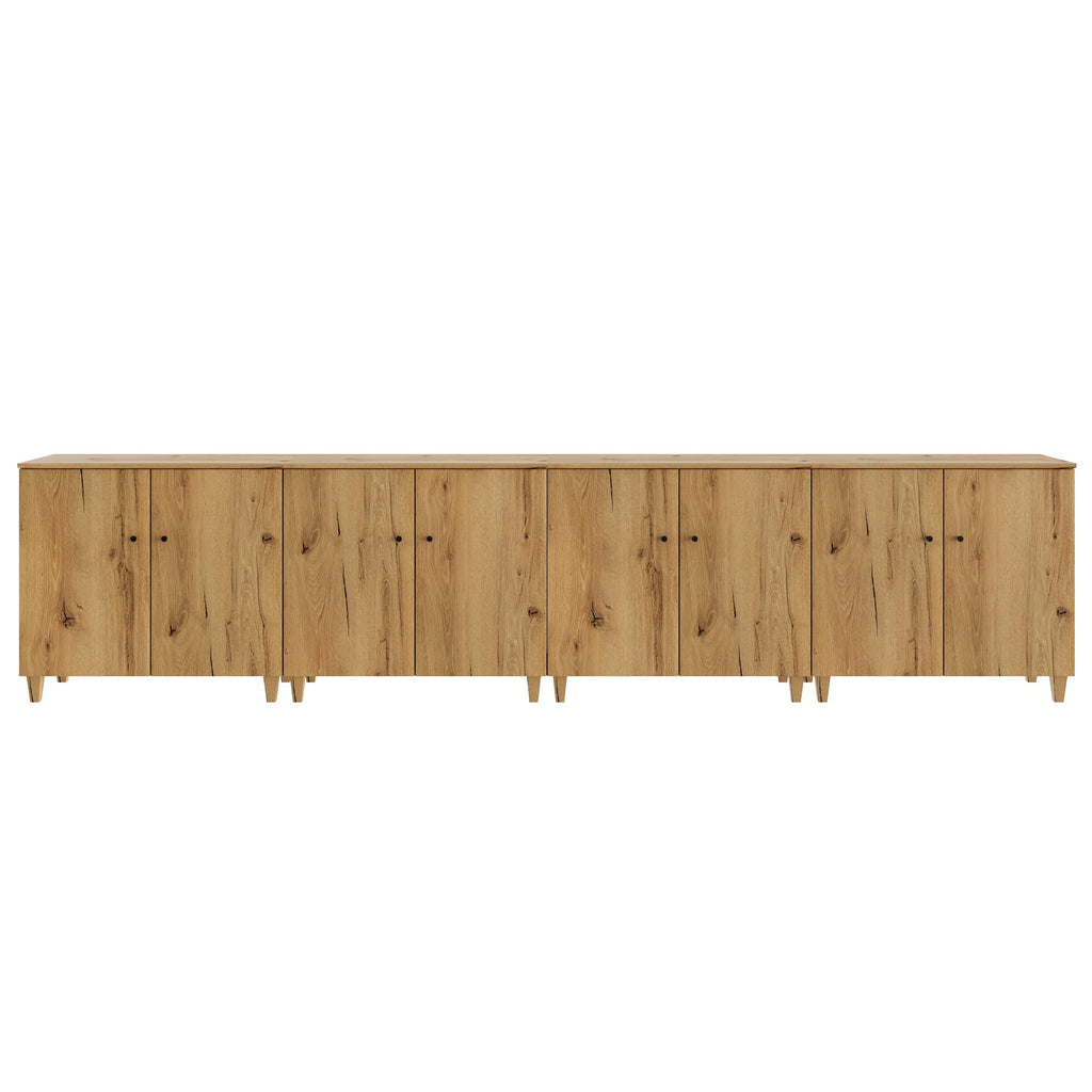 Sideboards Buffet Storage Cabinets, 8-Door Credenza Table, Oak Brown