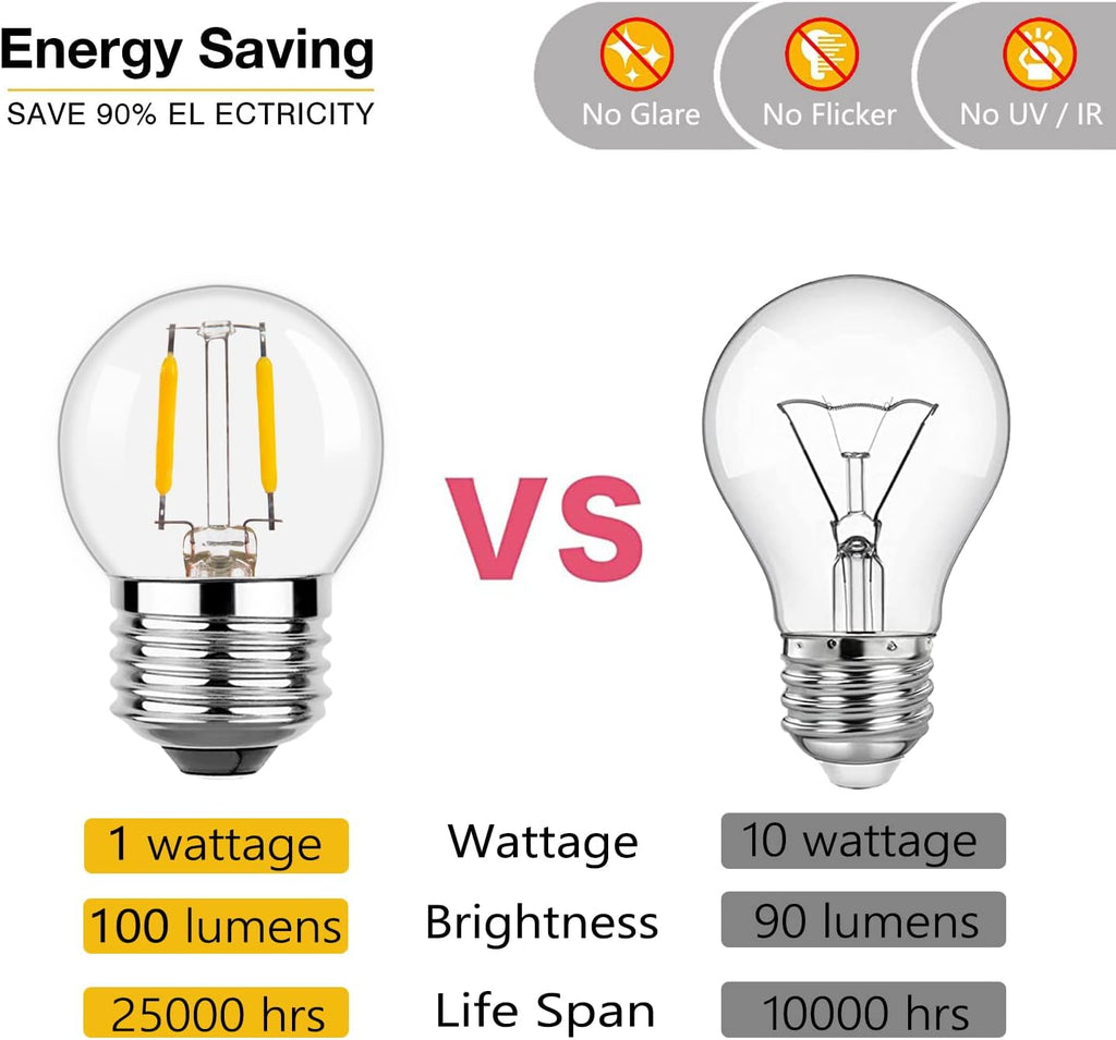 G40 E26 Low Watt LED Bulbs, 2700K Warm White, 6-Pack