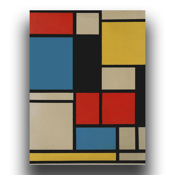 Piet Mondrian Canvas Wall Art - Composition in Blue, Red and Yellow Poster - Minimalist Art Print - Abstract Painting