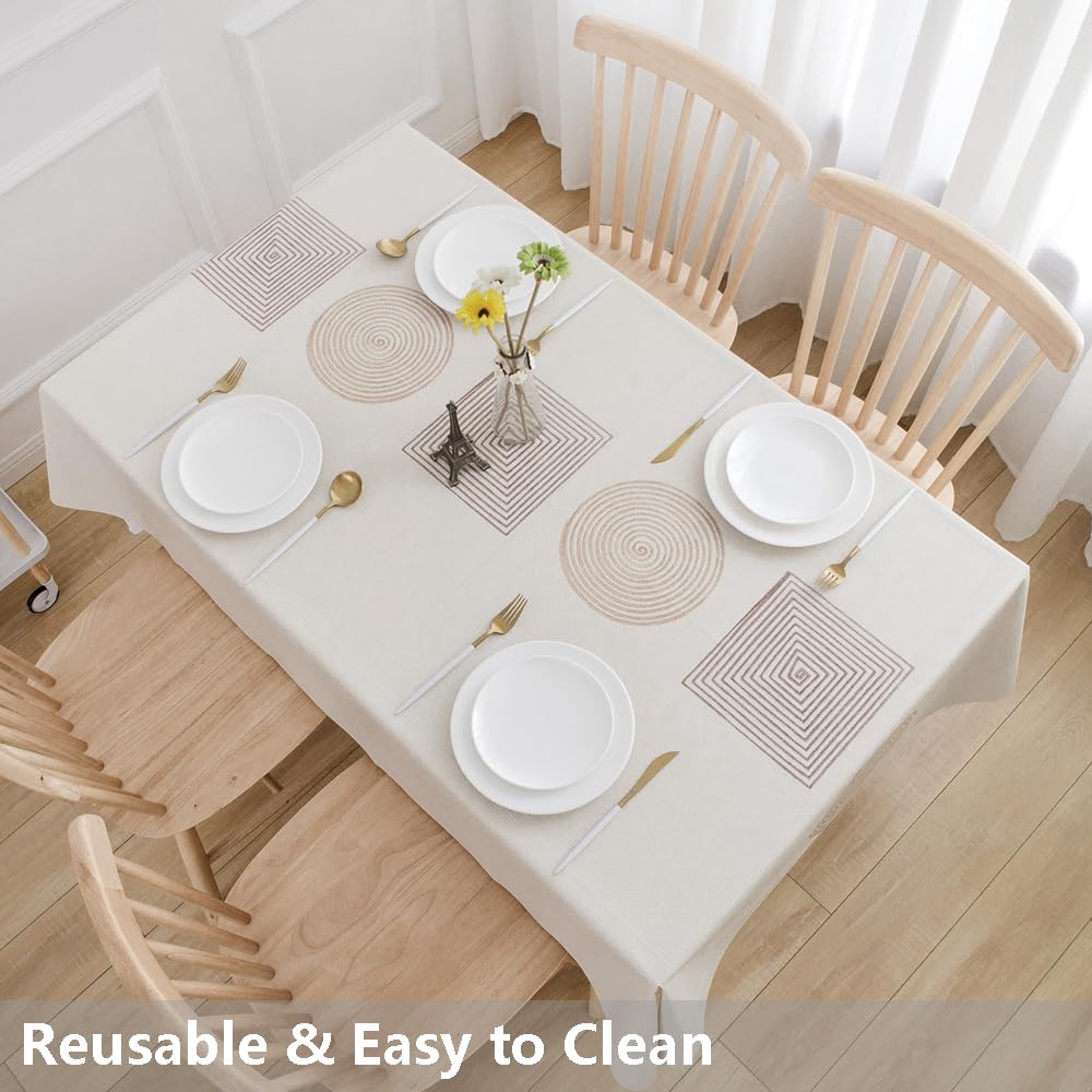 Heavy Duty Vinyl Table Cloth Plastic Table Cloth Dining Table Wipeable PVC Waterproof Tablecloth for Rectangle