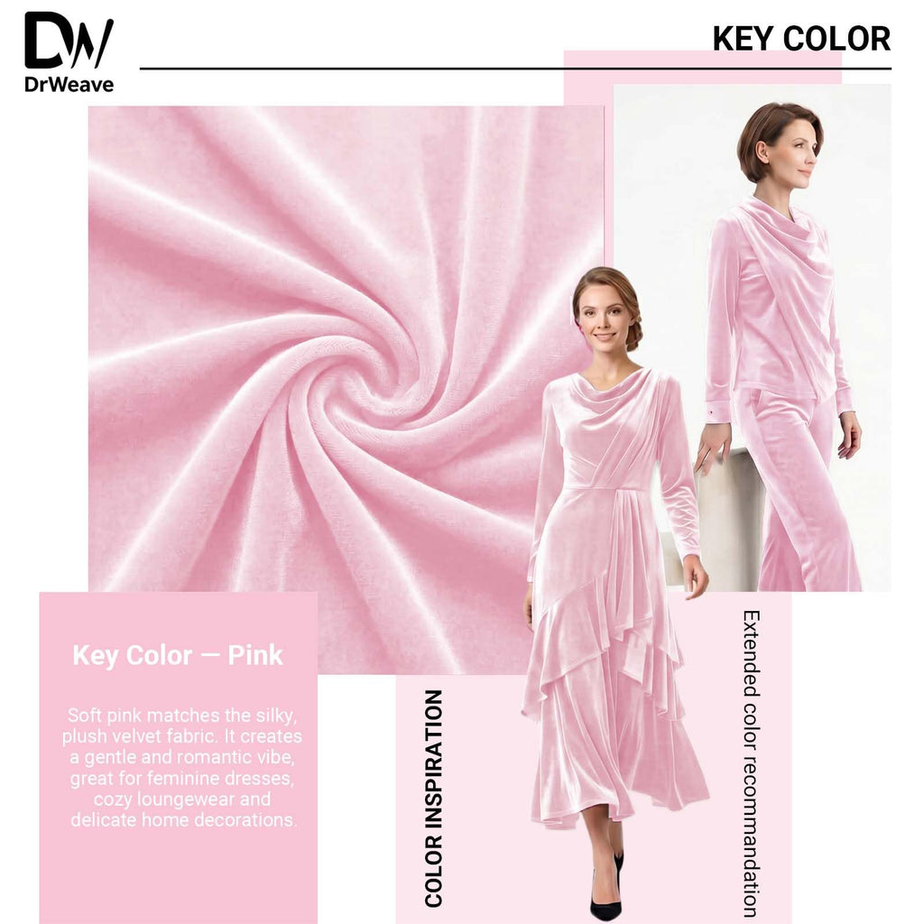 Stretch Velvet Fabric by the Yard Pink 60 Inch Wide 3 Yards