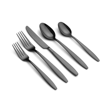 Mathison Black Sand/Mirror 45-Piece Flatware Set