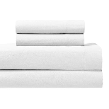 Tradition Heavyweight Flannel, 100 Percent Cotton Split King 5PC Sheets Set for Adjustable Beds, White, 170 GSM