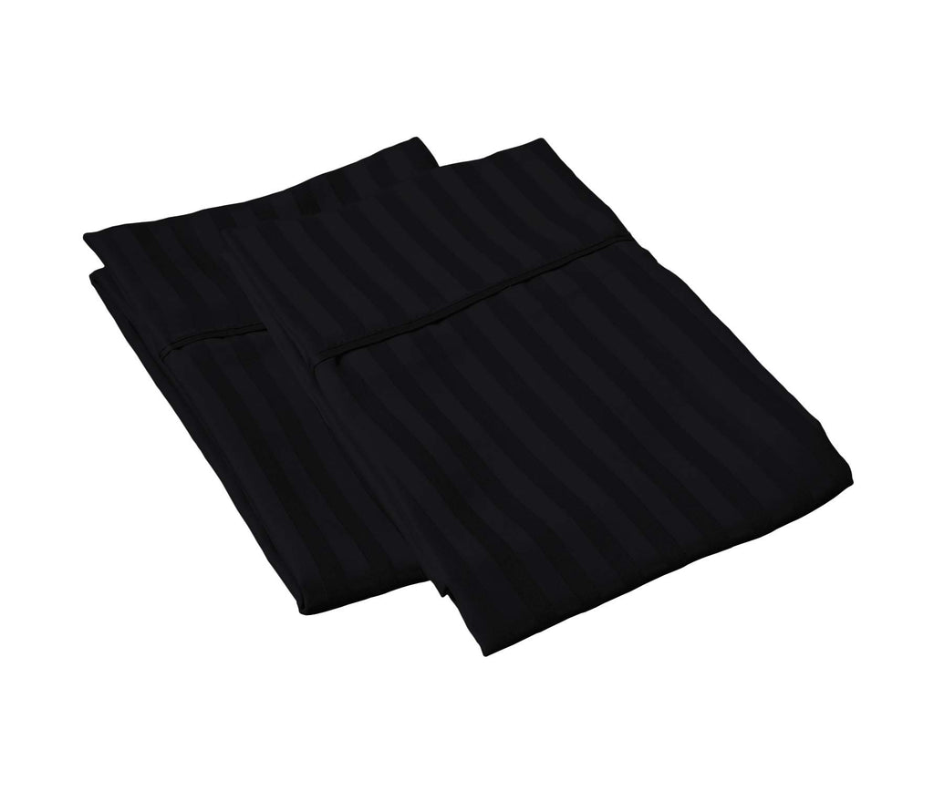 Egyptian Cotton 2-Pack Pillowcases- King Size Black Stripe