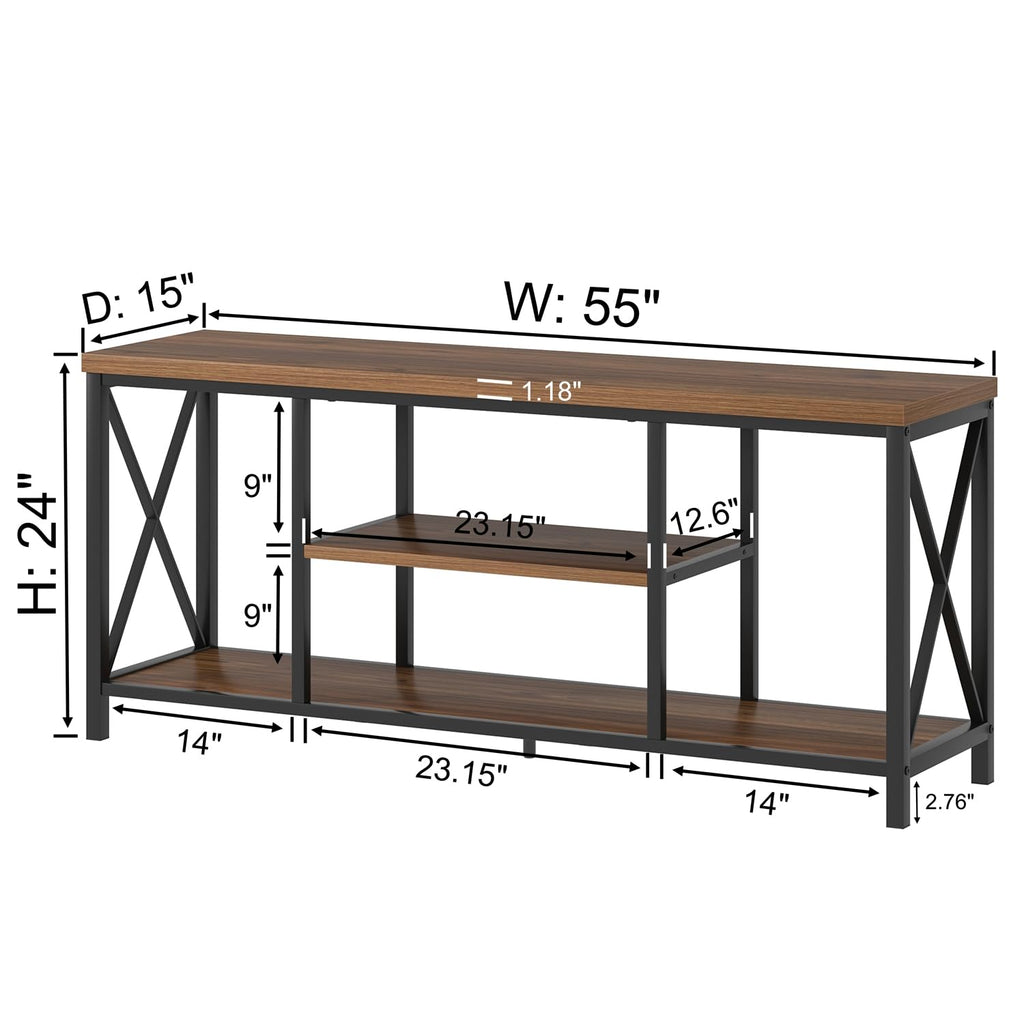 Modern Entertainment Center for TVs up to 65 Inch, Rustic Wood Television Stands, Industrial TV Console and TV